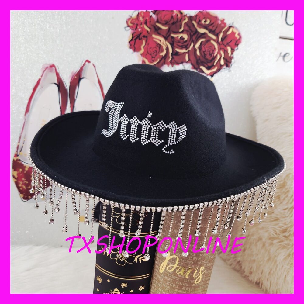 👒💗{Juicy Couture)Black cowgirl hat embellished rhinestone💗👒NEW